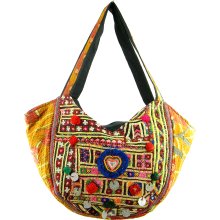 Cotton Stich Traditional Banjara Hobo Bag (India) (Green/Blue/Pink/Mocha/Mustard)