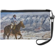 Cowboy on Horse wearing Leather Chaps 2 Wristlet Clutches