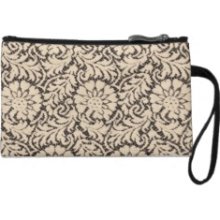 Cream lace on black Wristlet Clutches