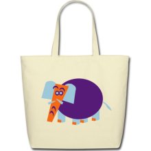 Creme Colorful Elephant Accessories, Eco-Friendly Cotton Tote