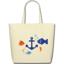 Creme marine_fishes_anchor Bags, Eco-Friendly Cotton Tote