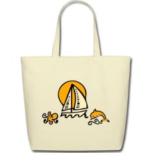 Creme ship_dolphin_octopus_sea Bags, Eco-Friendly Cotton Tote