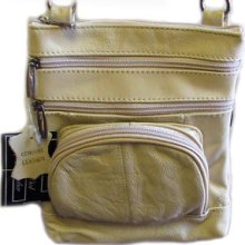 Cross Body Leather Bag W/ Organizer Pocket - 6 Colors