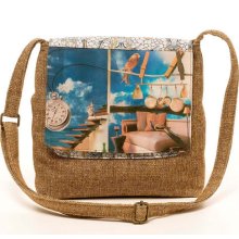 Cross Body Satchel Bag Tweed: Time for All Print