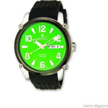 Croton Men's Green Dial Black Silicon Band Quartz Watch