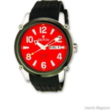 Croton Men's Red Dial Black Silicon Band Quartz Watch