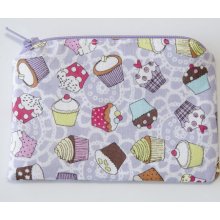 Cupcake Coin Purse Zipper Pouch Lilac Purse Lilac Zip