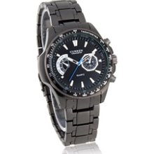 curren watches 8020 Round White Steel Mens Wrist Watch (Black)