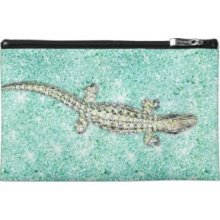 Cute & stylish alligator, glitter teal croc Travel Accessory Bag