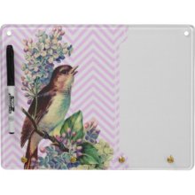 Cute Brown White Bird And Flowers on Pink Chevron Dry Erase Whiteboard