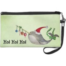 Cute Christmas Narwhal Wristlet Purses