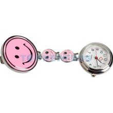 Cute Smile Face Nurse Table Pocket Watch With Clip Brooch Quartz Watches Tn2f