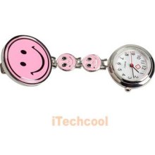 Cute Smile Face Nurse Table Pocket Watch With Clip Brooch Quartz Watches T1k