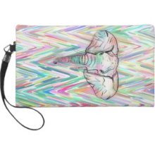 Cute Tribal Elephant Sketch Pastel Chevron Wristlet Clutches