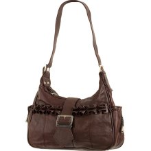 Dakota Leather Company Burgundy Solid Leather Purse Shoulder Bag w/ Front Buckle