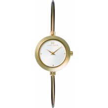 Danish Design Women's Quartz Watch With White Dial Analogue Display And Gold Stainless Steel Bangle Dz120021