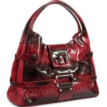 Dasein Snakeskin Embossed Shoulder Bag (Red)