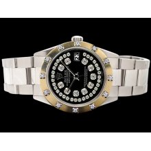 Datejust watch pearl master diamond SS oyster black string diamond dial rolex