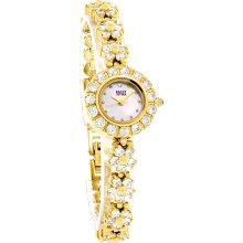 David Tutera Ladies Gold Crystal CZ Flower Tennis Bracelet Quartz Watch 14792