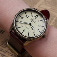 Deep Brown Leather Round Dial Mens Boys Womens Girl Dress Style Watch + Gift Box