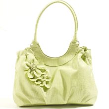 Del Mano Croco Cascade Flower Handbag - Mint- Mint