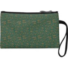 Delicate Gold Vines over Deep Green Wristlets