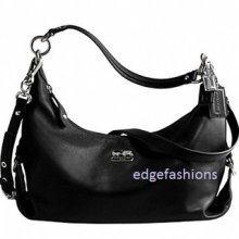 Designer Coach Madison Black Leather Hobo Crossbody Bag Purse 14304 $298