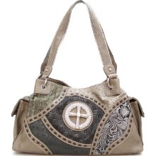 Designer Inspired Black Gray Embossed Cross Metal Rhinestone patchwork ostrich Pockets L Satchel shoulder Bag Handbag Purse