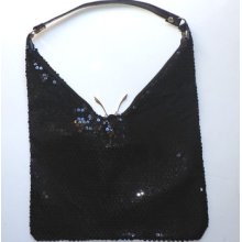 Designer Style Trendy Sequin Black Crossbody Hobo Purse Handbag Bag Tote