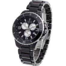 Detomaso Men's Quartz Watch With Black Dial Analogue Display And Black Ceramic Bracelet Dt1037-A