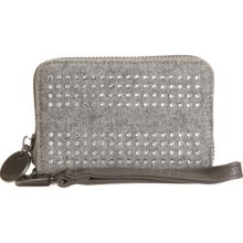 Deux Lux Crystal-Trimmed Small Wristlet Wallet - GRAY