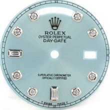 Dial - Rolex Day-date Light Blue Color Silver Custom Diamond