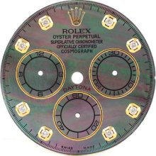 Dial - Rolex Daytona Dark Green Mother Of Pearl Yellow Gold Custom Diamond