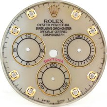 Dial - Rolex Daytona White Mother Of Pearl Yellow Gold Custom Diamond