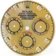 Dial - Rolex Daytona Yellow Mother Of Pearl Yellow Gold Custom Diamond