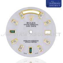 Diamond & Emerald White Mother Of Pearl Dial Rolex Day-date Ii President 41mm