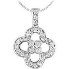 Diamond Flower Pendant 14K White Gold - 0.50 CT Diamonds ...