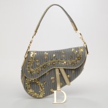 Dior Grey Sequins Limited Edition Saddle Bag