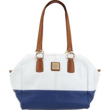 Dooney & Bourke Lambskin Leather Duffel Satchel - White/Denim - One Size