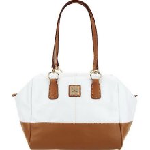 Dooney & Bourke Lambskin Leather Duffel Satchel - White/Camel - One Size