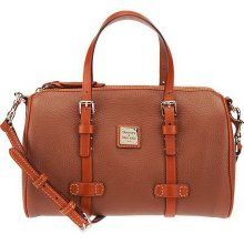 Dooney & Bourke Pebble Leather Barrel Satchel w/ Convertible Straps - Saddle Tan - One Size