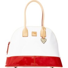 Dooney & Bourke White/Red Patent Domed Satchel