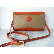 Dooney and Bourke Zip Top Cross Body Bag // Taupe and British Tan AWL