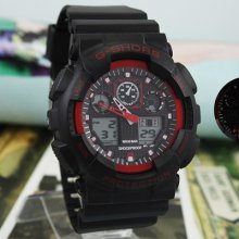 Double Display Mens Boys Fashion Quartz Wristwatch Sporty Function Silicon Alarm