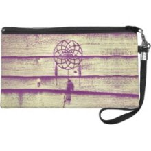 Dream Catcher Purple Wood Wristlet Clutch