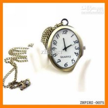 Drop Shipping 12 Pcs/lot Retro Eggshaped Pocket Watch Pendant Neckla