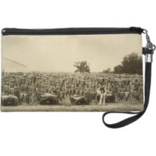 Drying leather, Argentina (albumen print on card) Wristlet Clutch