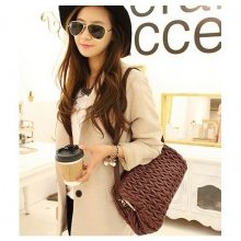 Dual Use Diamond Embellished Elegant Shoulder Bag Coffee