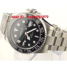 E962,parnis 40mm Gmt Sea Style Ceramic Bezel Dateadjust Automatic Watch