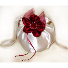 elegant bag purse for your wedding,party,night out,special occasion, communion made iof satin and decorated with flower